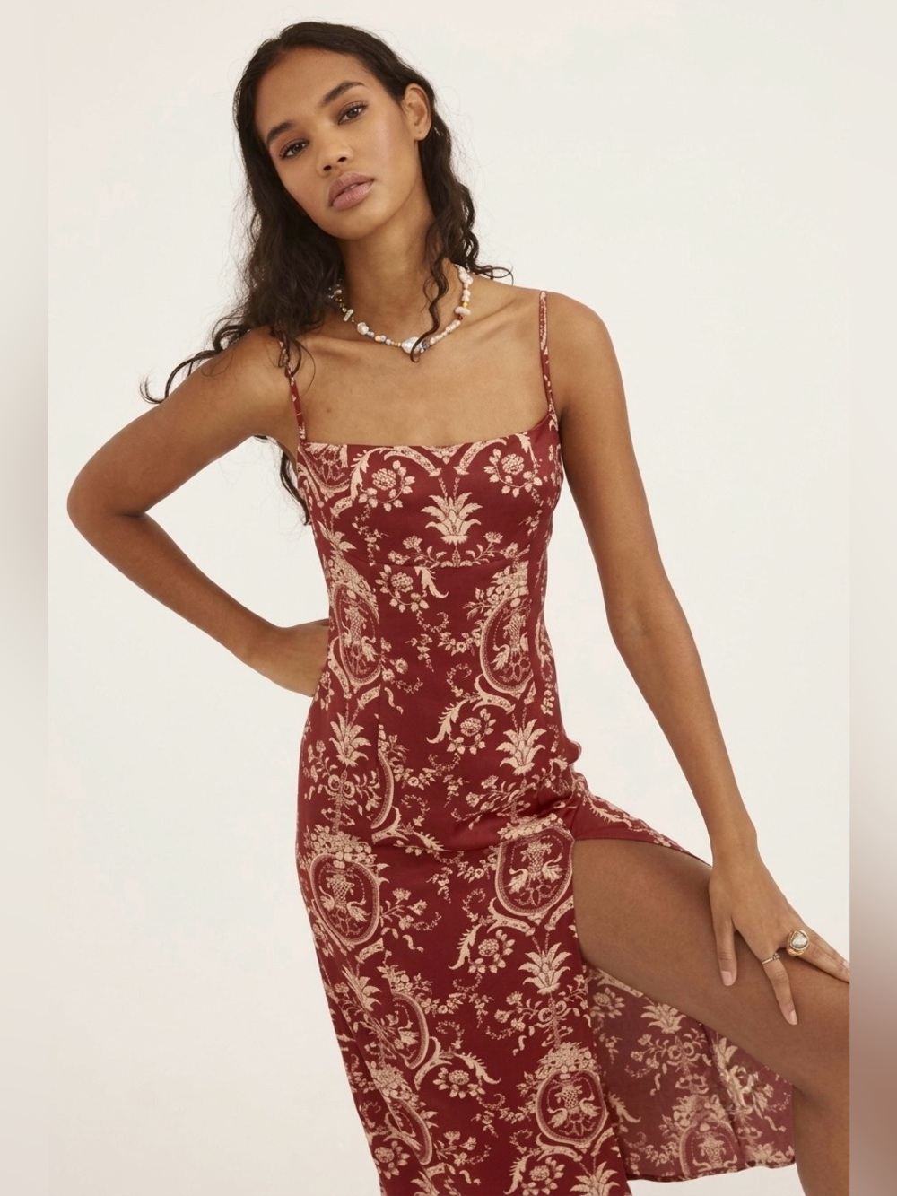 Urban Outfitters Sasha Floral Satin Midi Dress size XL